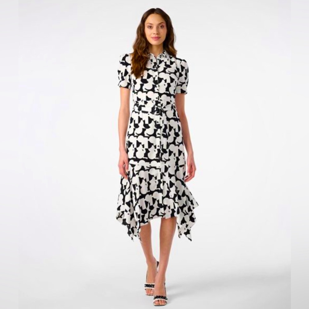 KARL LAGERFELD PARIS
Print Asymmetric Hem Midi Dress NWT